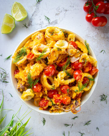 calamari e pomodorini gratinati al forno
